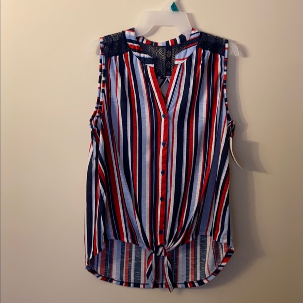 NEW: Red White Blue Lattice Tie Tank Patriotic